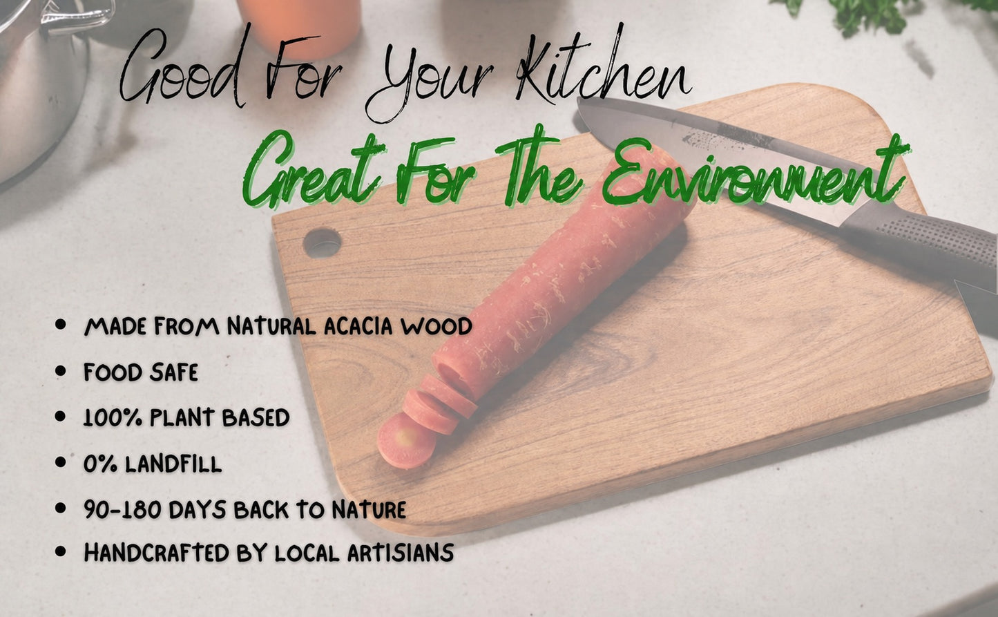 Woodmint — Alinafe Acacia Single Block Chopping/Serving Board — Image 7