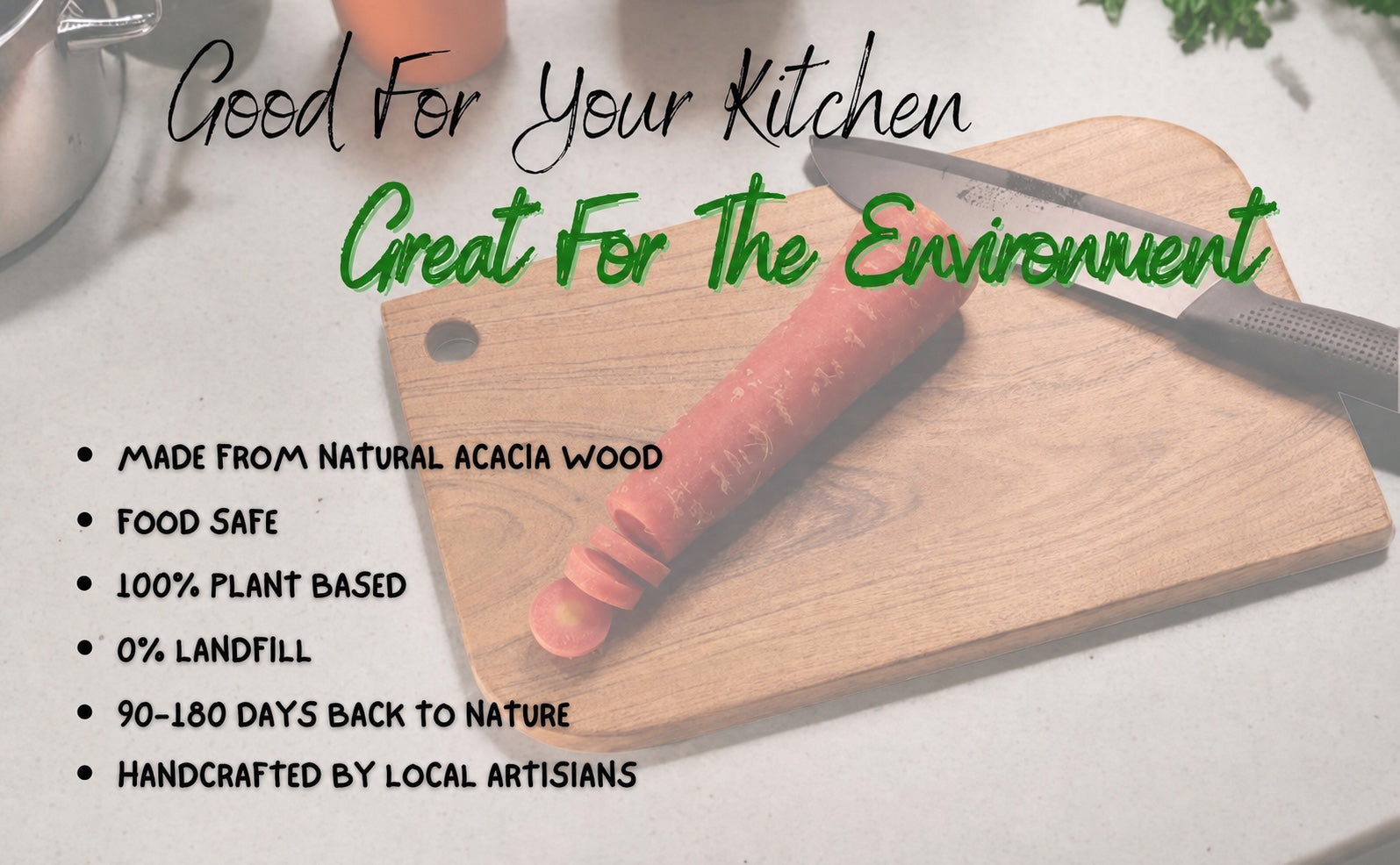 Woodmint — Alinafe Acacia Single Block Chopping/Serving Board — Image 7