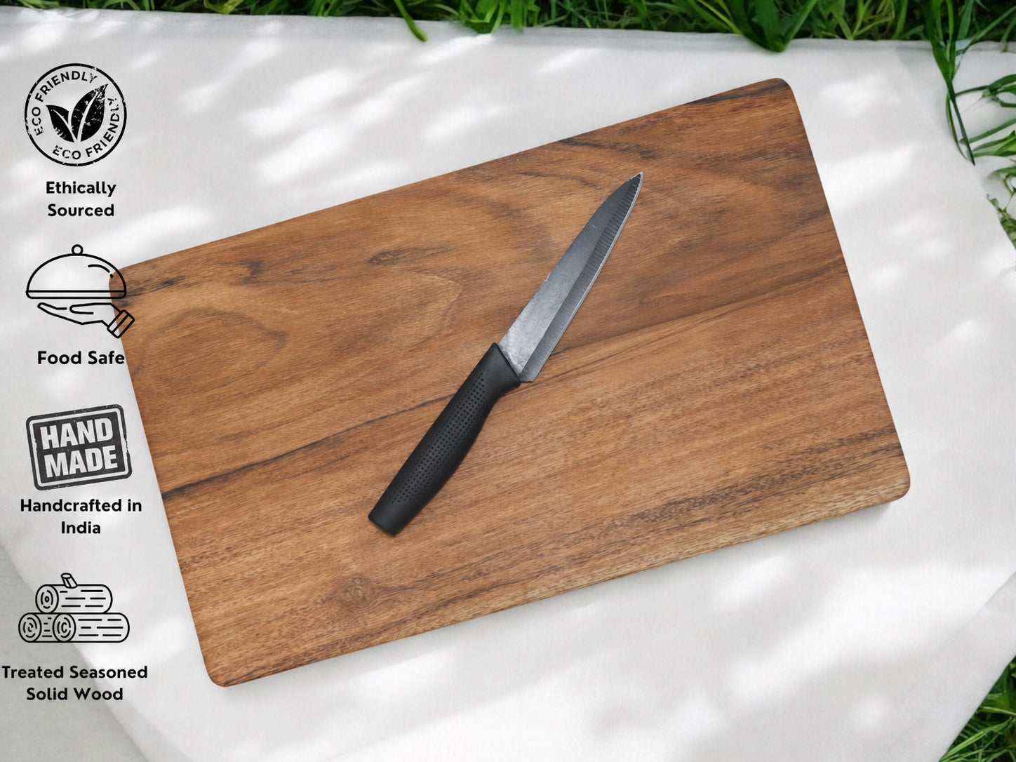 Woodmint — Aiden Large and Thick Single Block Acacia Wood Chopping Board — Image 3