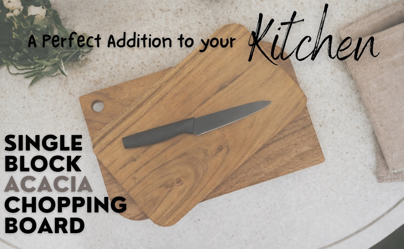 Woodmint — Aiden Large and Thick Single Block Acacia Wood Chopping Board — Image 8