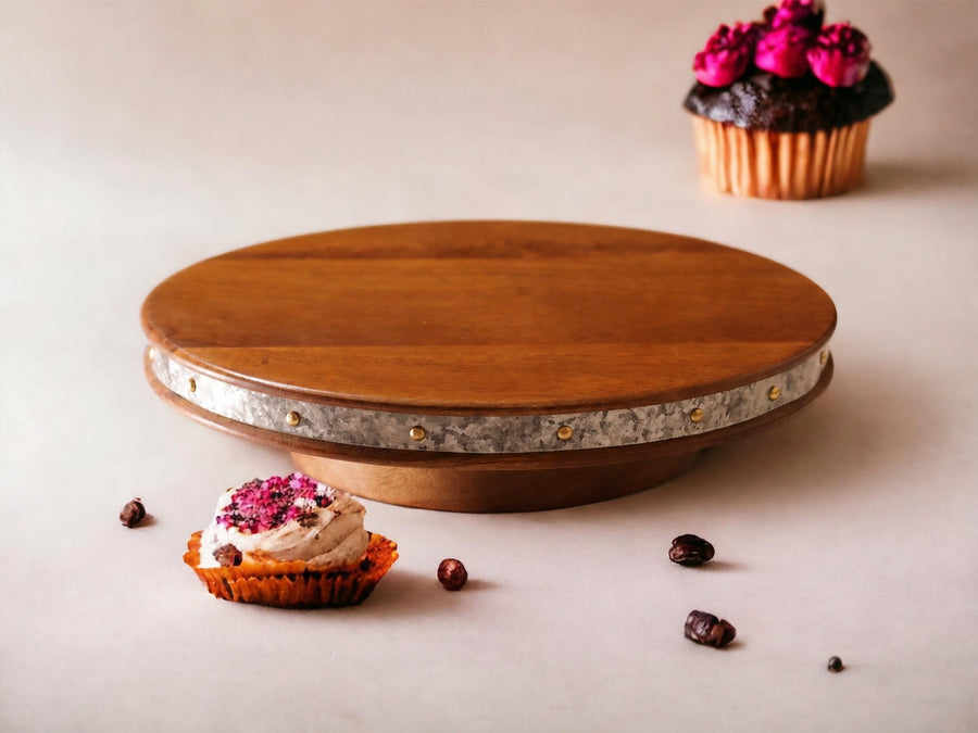 Woodmint — Alfa 360 Degree Large Rotating Wooden Cake Stand — Image 1