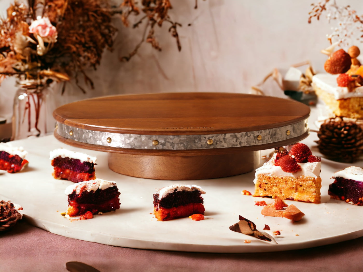 Woodmint — Alfa 360 Degree Large Rotating Wooden Cake Stand — Image 7