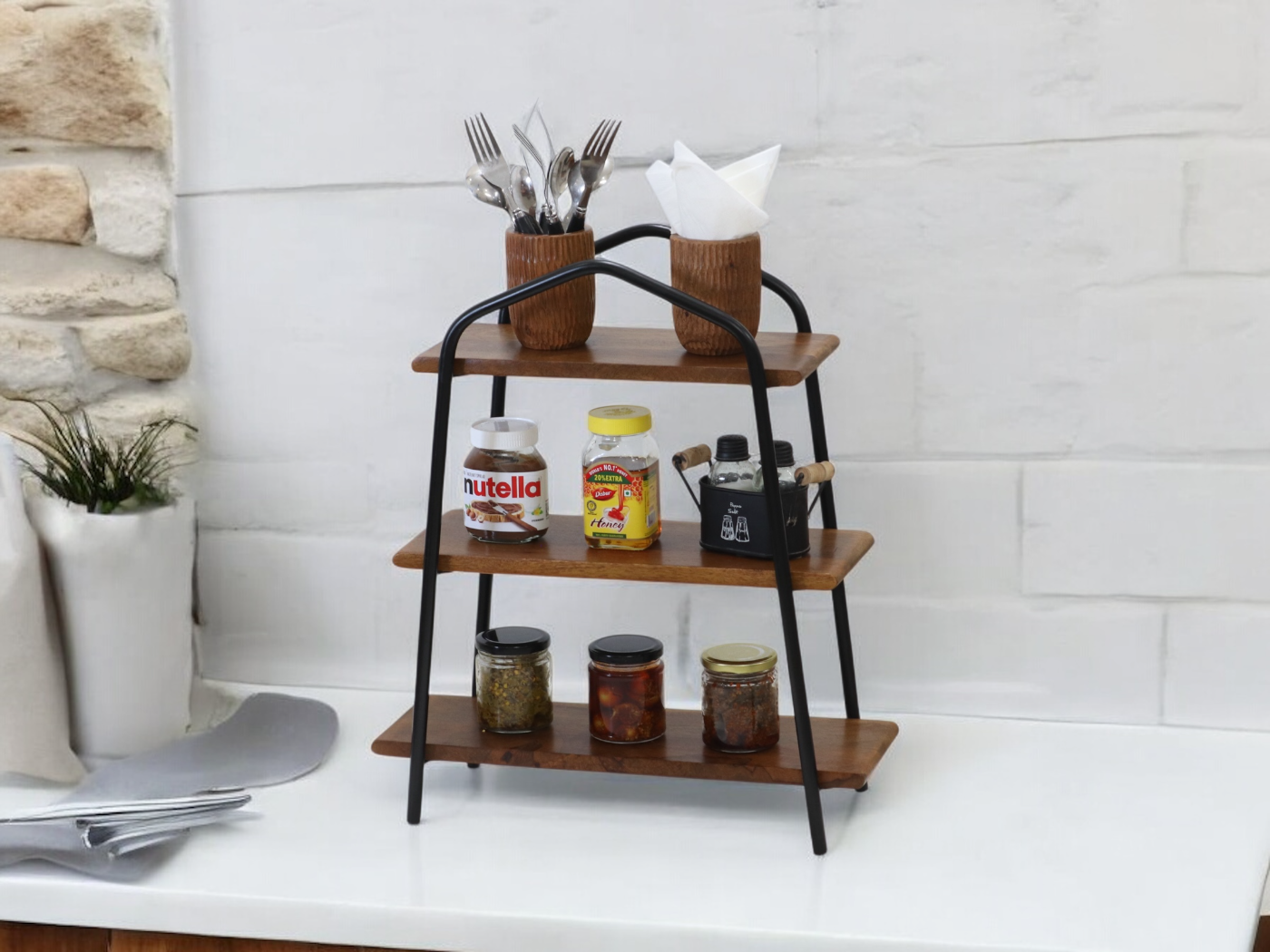 Woodmint — Canton Wooden and Iron 3 Tier Shelve — Image 6