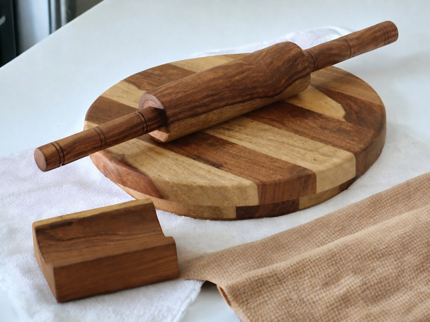 Woodmint — Cierra Wooden Chakla & Rolling Pin with Stand — Image 3