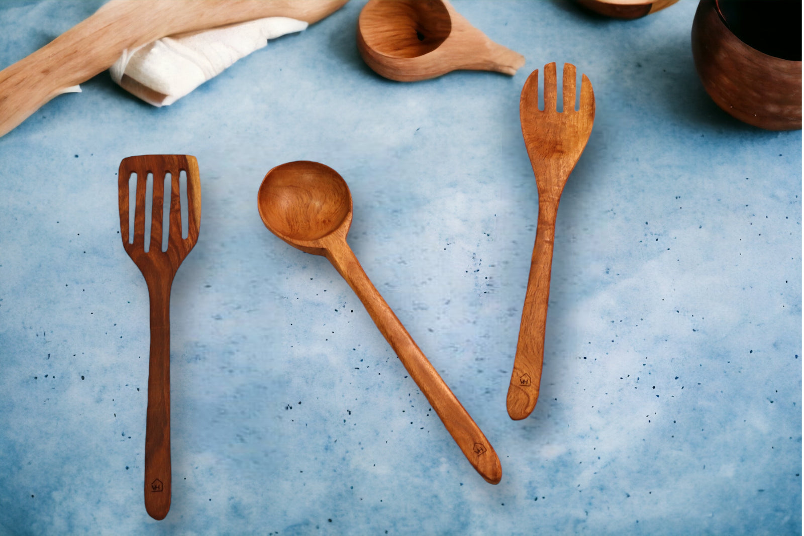 Woodmint — Neem Wood Kitchen Cooking Spoons Set of 3 — Image 4