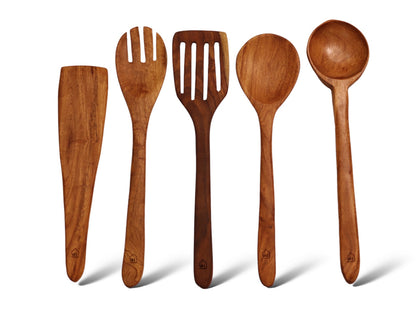 Woodmint — Neem Wood Kitchen Cooking Spoons Set of 5 — Image 3