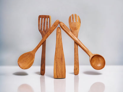 Woodmint — Neem Wood Kitchen Cooking Spoons Set of 5 — Image 4