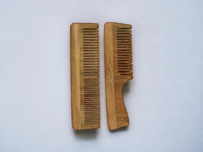Woodmint — Veda Neem Wood Dual, Wide Tooth Comb | Set of 2 — Image 1