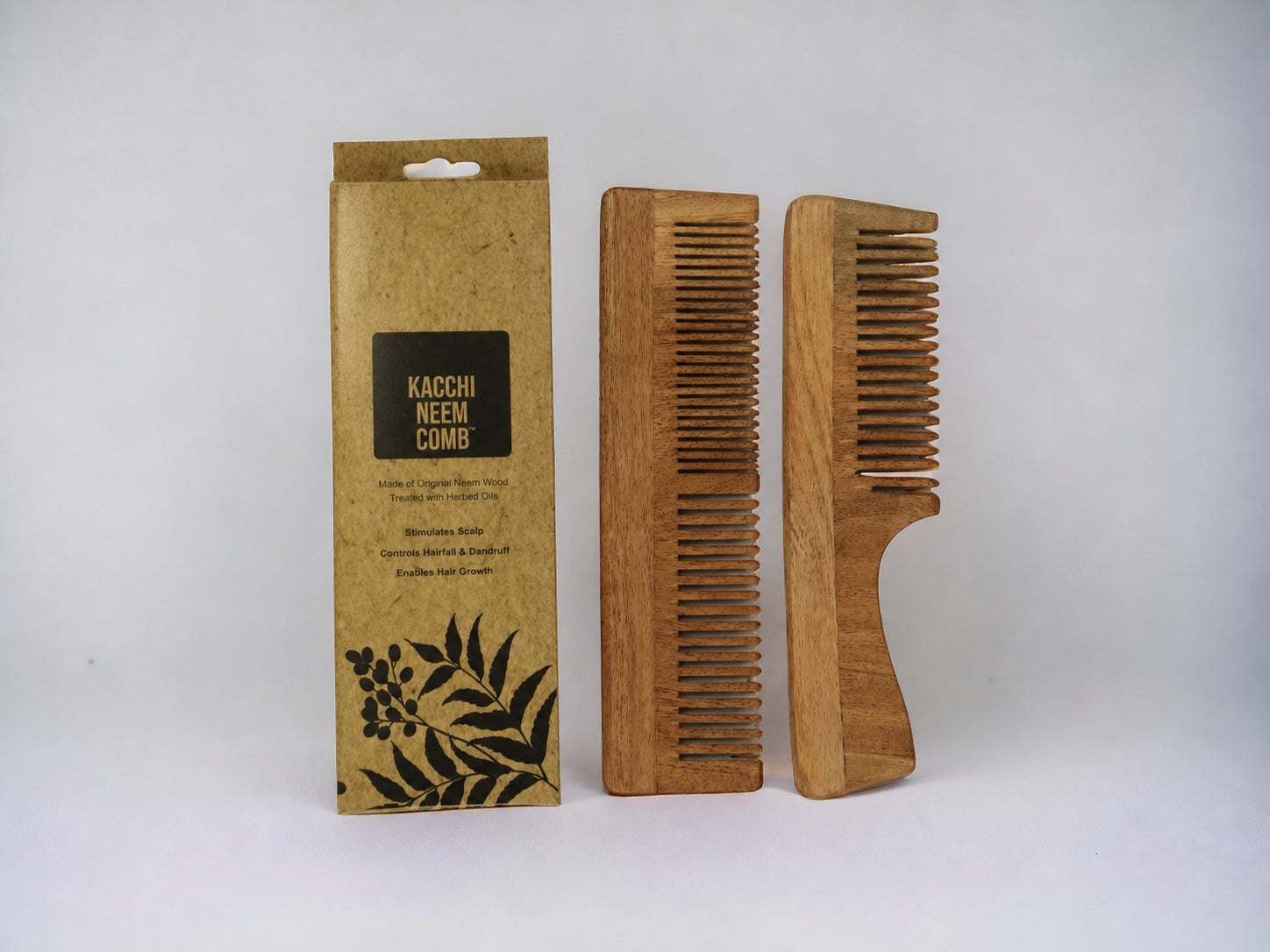 Woodmint — Veda Neem Wood Dual, Wide Tooth Comb | Set of 2 — Image 2