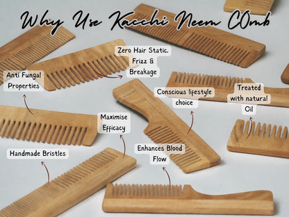 Woodmint — Veda Neem Wood Dual, Wide Tooth Comb | Set of 2 — Image 3
