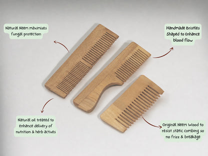 Woodmint — Veda Neem Wood Dual, Wide Tooth Comb | Set of 2 — Image 5