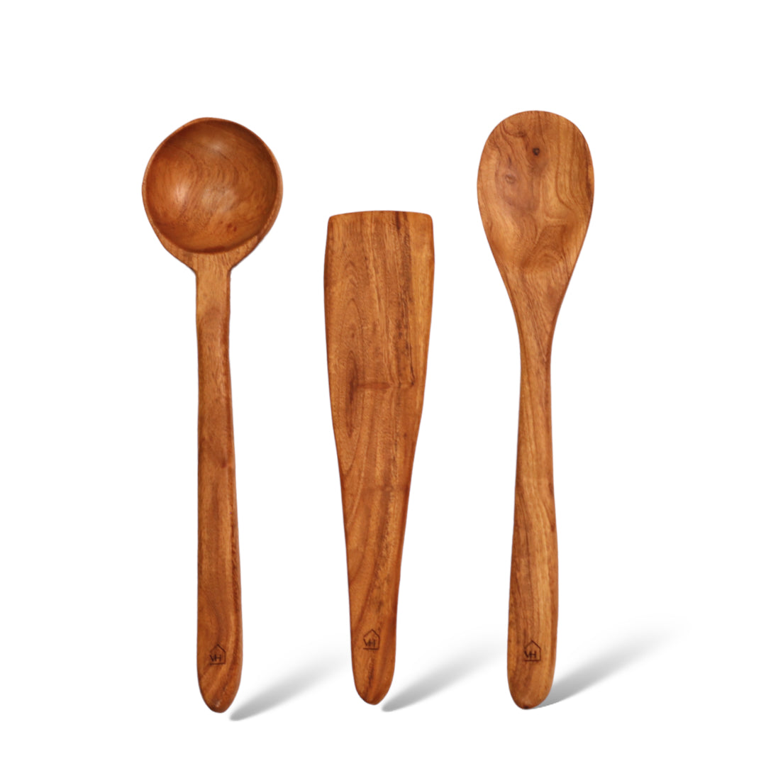 Woodmint — Neem Wood Kitchen Cooking Spoons Set of 3 — Image 1