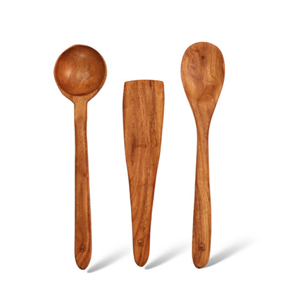 Woodmint — Neem Wood Kitchen Cooking Spoons Set of 3 — Image 1