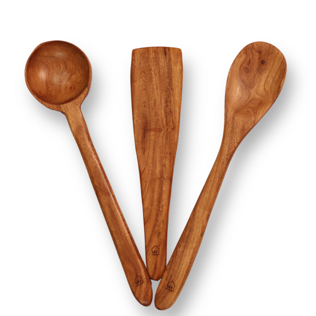 Woodmint — Neem Wood Kitchen Cooking Spoons Set of 3 — Image 2
