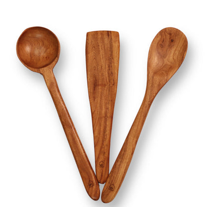 Woodmint — Neem Wood Kitchen Cooking Spoons Set of 3 — Image 2