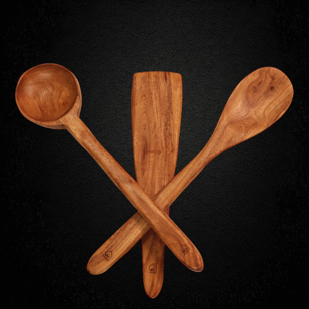 Woodmint — Neem Wood Kitchen Cooking Spoons Set of 3 — Image 3