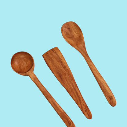 Woodmint — Neem Wood Kitchen Cooking Spoons Set of 3 — Image 4