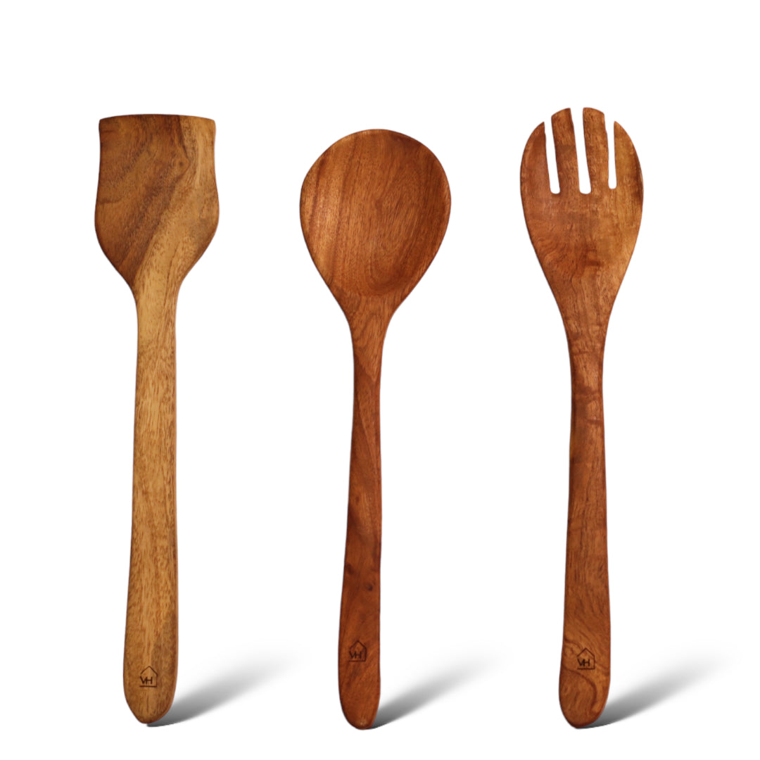 Woodmint — Neem Wood Kitchen Cooking Spoons Set of 3 — Image 1