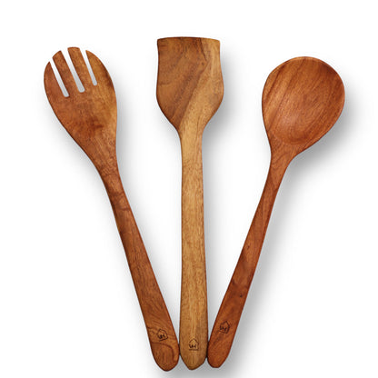 Woodmint — Neem Wood Kitchen Cooking Spoons Set of 3 — Image 2