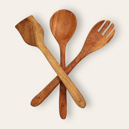 Woodmint — Neem Wood Kitchen Cooking Spoons Set of 3 — Image 3
