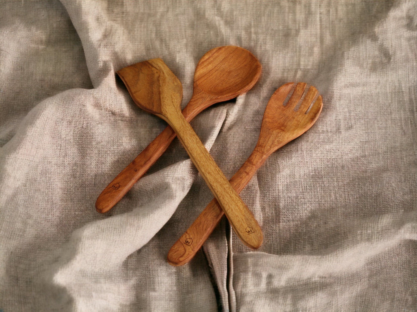 Woodmint — Neem Wood Kitchen Cooking Spoons Set of 3 — Image 4