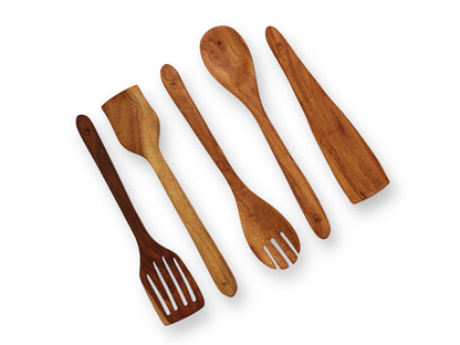 Woodmint — Neem Wood Kitchen Cooking Spoons Set of 5 — Image 1