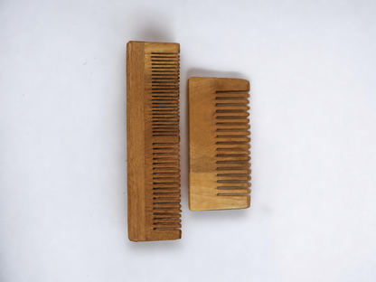 Woodmint — Veda Neem Wood Dual Tooth, Small Wide Tooth Comb | Set of 2 — Image 1