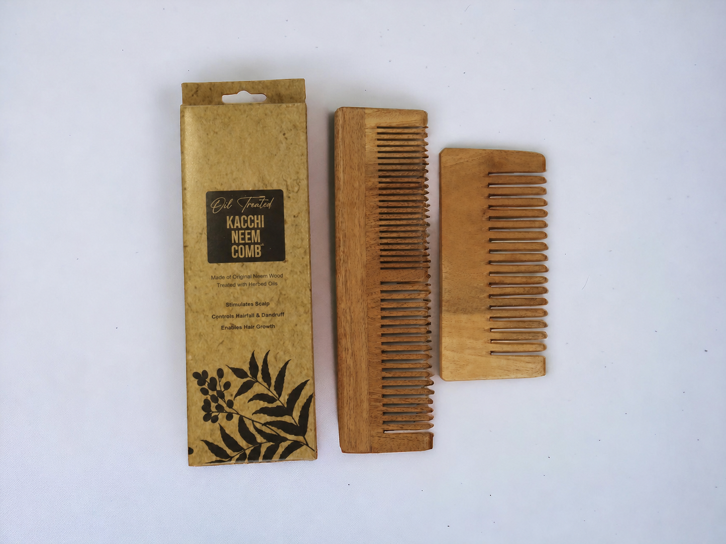 Woodmint — Veda Neem Wood Dual Tooth, Small Wide Tooth Comb | Set of 2 — Image 2