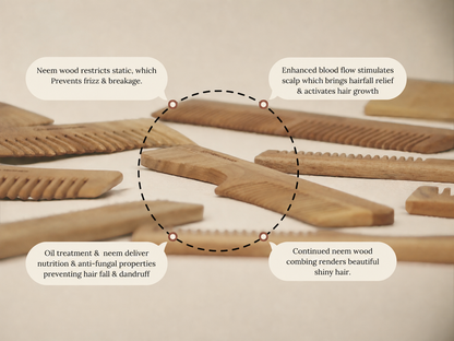 Woodmint — Veda Neem Wood Dual Tooth Comb — Image 3