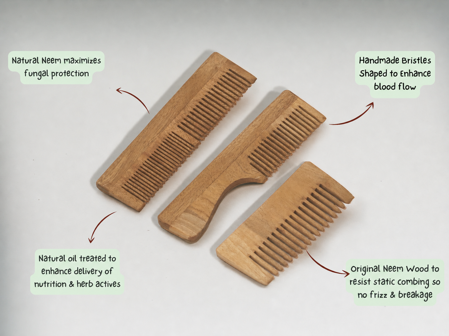 Woodmint — Set of 3 Veda Neem Wood Comb Set — Image 6