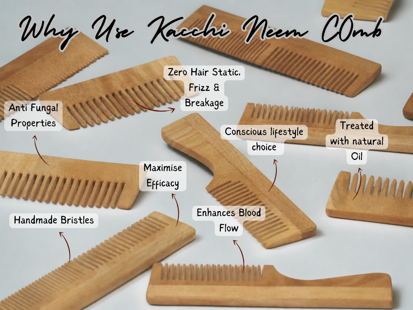 Woodmint — Veda Neem Wood Wide Tooth Comb — Image 3