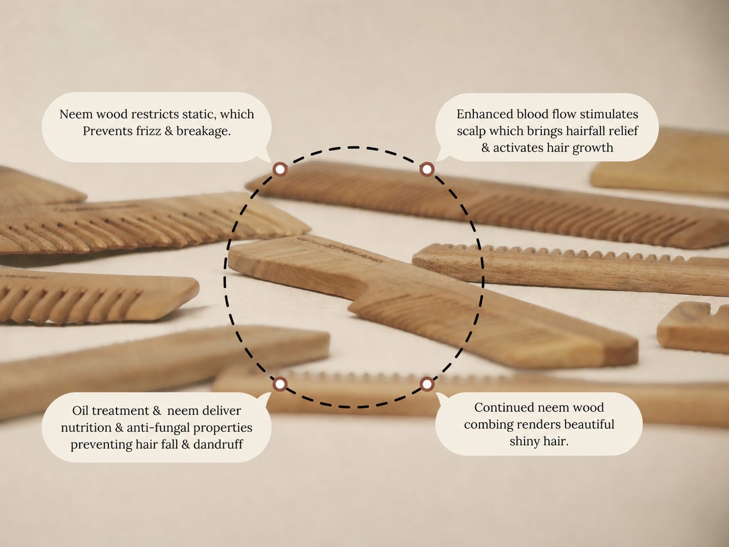Woodmint — Veda Neem Wood Wide Tooth Comb — Image 4
