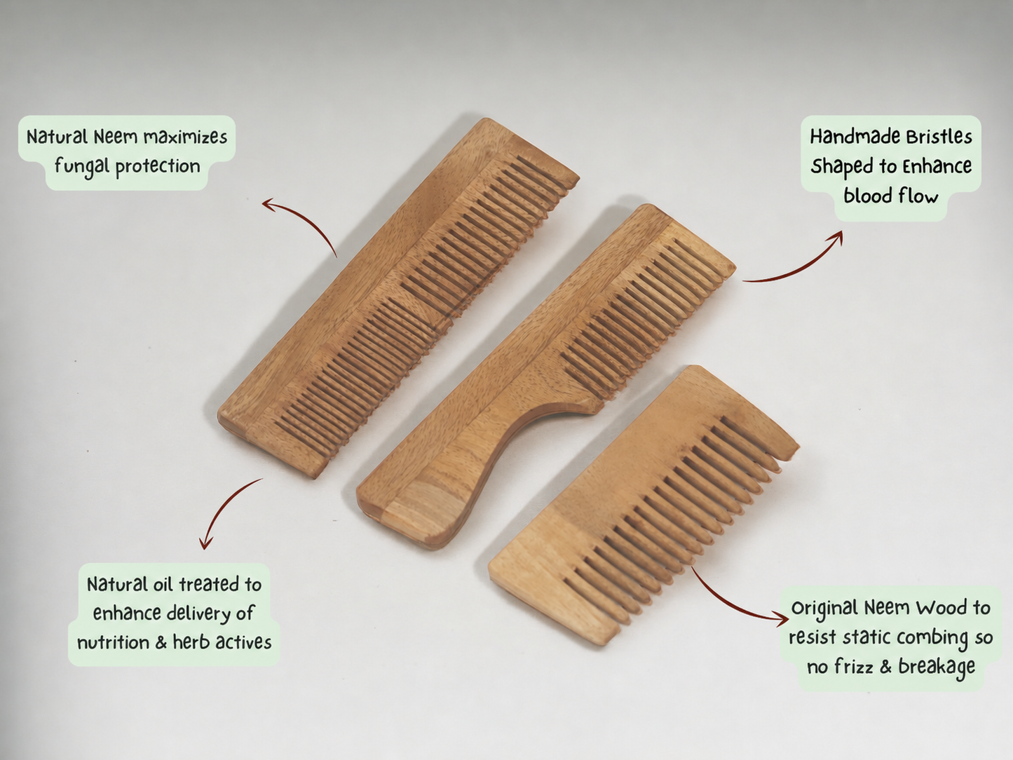 Woodmint — Veda Neem Wood Wide Tooth Comb — Image 5