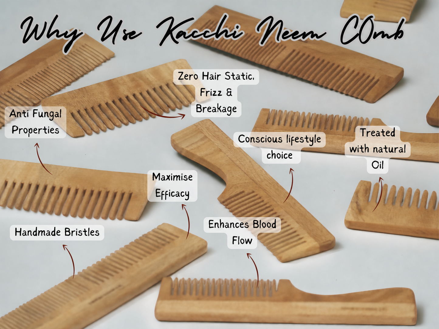 Woodmint — Veda Neem Wood Wide Tooth Comb — Image 2