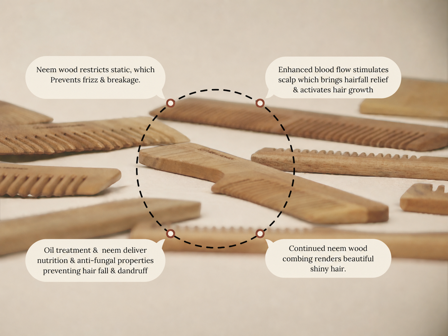 Woodmint — Veda Neem Wood Wide Tooth Comb — Image 3