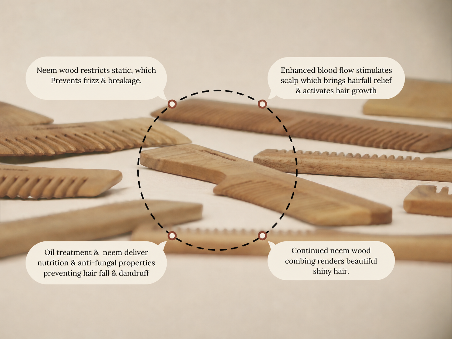 Woodmint — Veda Neem Wood Wide Tooth Comb — Image 3