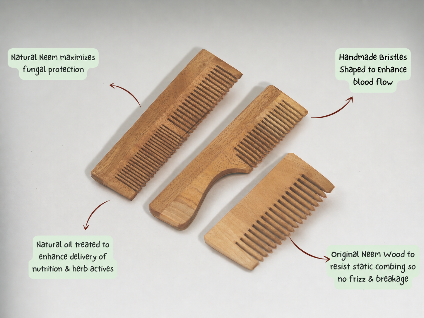 Woodmint — Veda Neem Wood Wide Tooth Comb — Image 4